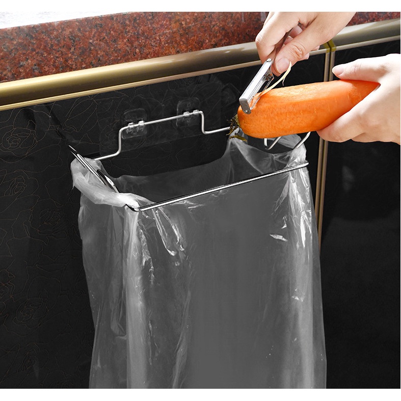 Giá treo túi đựng rác inox, Khung treo túi đựng rác inox 304, dán tường, tủ bếp siêu chắc