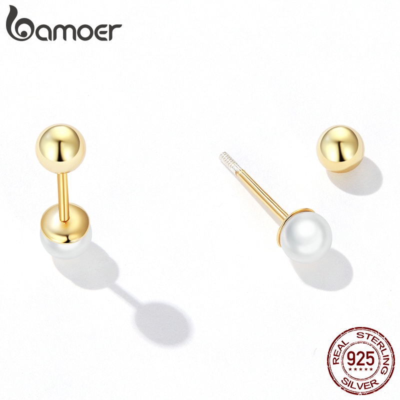 Khuyên tai BAMOER bạc 925 đính ngọc trai thời trang