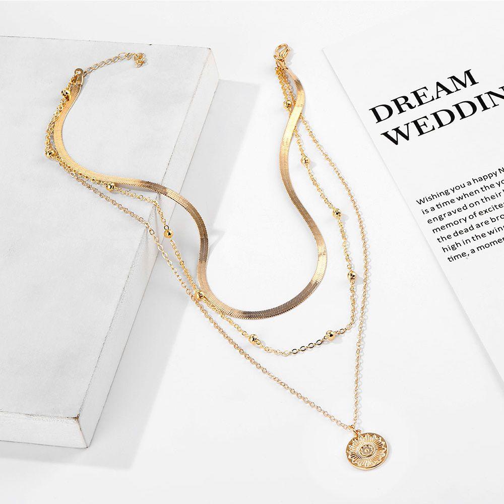 AROMA Vòng cổ Nhiều Lớp Bằng Kim Loại Thời Trang