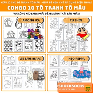 🔥COMBO 10 TỜ TRANH TÔ MÀU - AMONG US VÀ HƠN 20 CHỦ ĐỀ KHÁC🔥