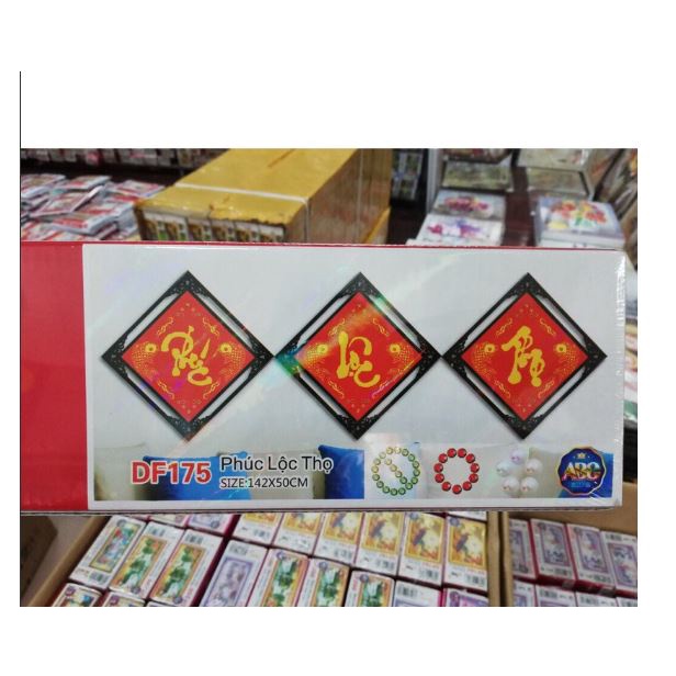 Tranh thêu chữ thập, tranh đá  Bộ 3 bức Phúc Lộc Thọ 223212 , thêu bộ DF175