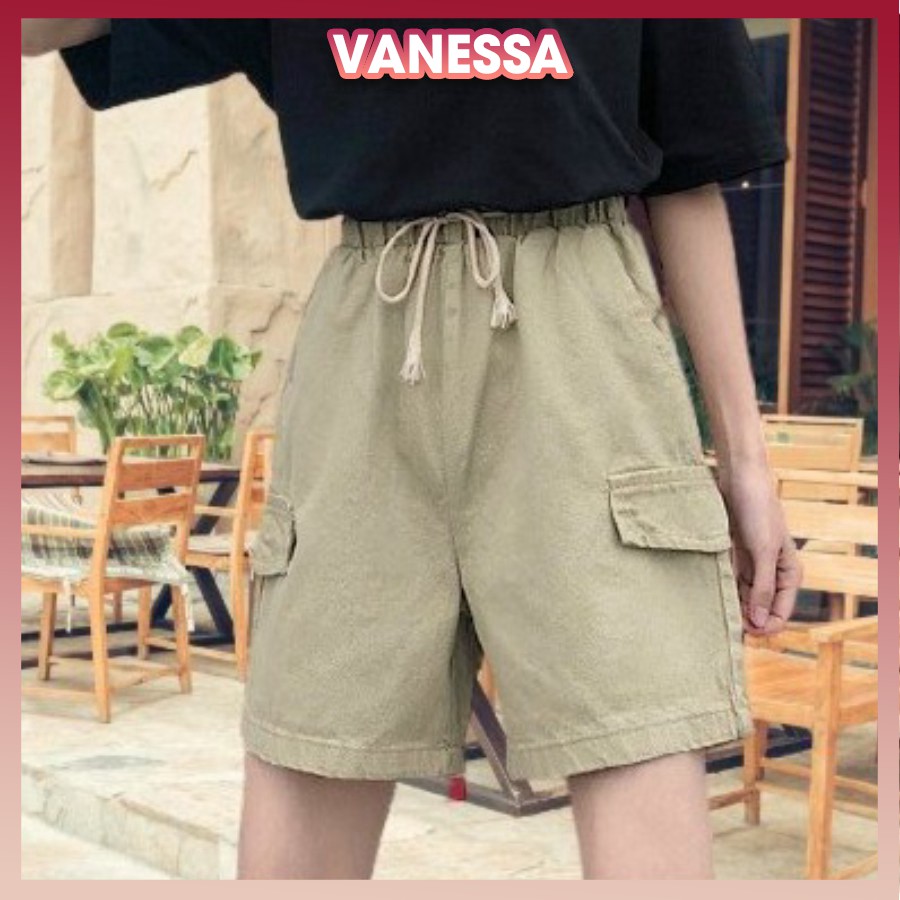 Quần đùi kaki nam nữ có nắp túi, ống rộng thoải mái, form trẻ trung, năng động, quần short Vanessa Stylish QH.50