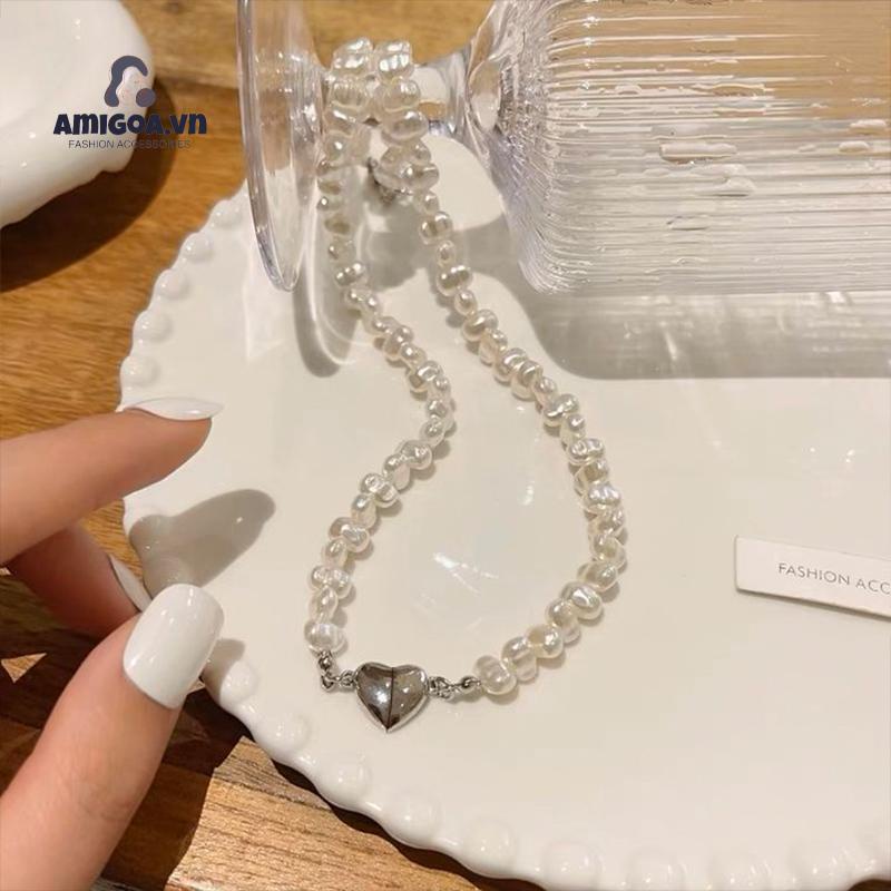 ✨✨Vòng cổ Đính Ngọc Trai Hình Trái Tim Sang Trọng Phong Cách Hàn Quốc