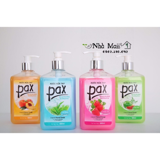 NƯỚC RỬA TAY ~ SỮA RỬA TAY PAX 600ML SẠCH KHUẨN, ÊM DỊU DA TAY HƯƠNG THƠM NHẸ NHÀNG