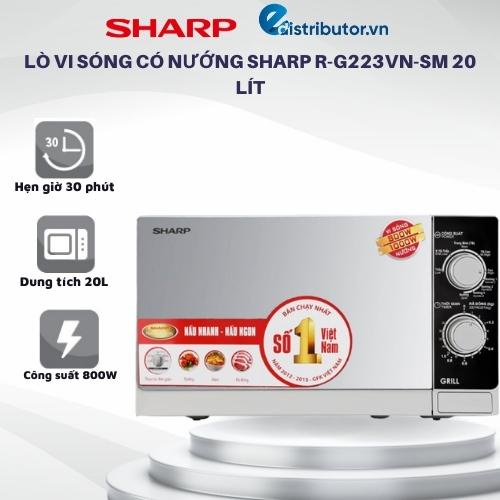 Lò Vi Sóng Có Nướng Sharp R-G223VN-SM 20 Lít