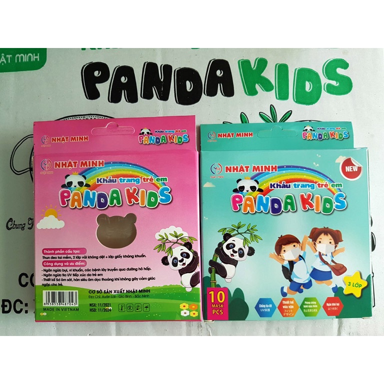 Hộp 10 Chiếc Khẩu Trang 3D Gấu Mầm Chồi Lá Thịnh Phát, Panda Kids  3 Lớp Kháng Giọt Bắn, Kháng Khuẩn Tốt