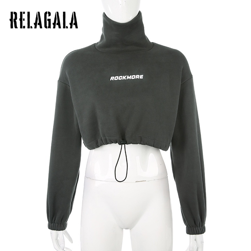 Áo Sweater Relagala Cổ Cao Tay Dài Phối Dây Rút Thời Trang Quyến Rũ Cho Nữ 2021 | BigBuy360 - bigbuy360.vn