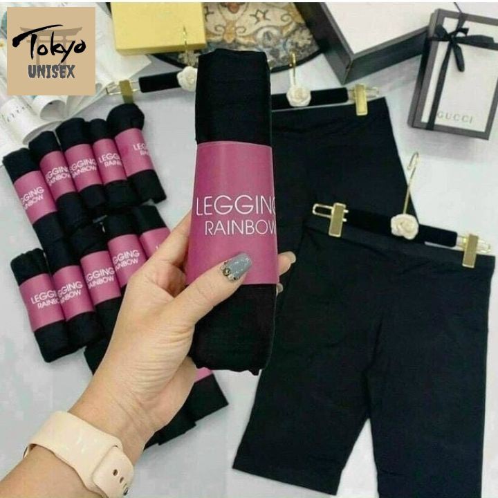 Quần legging lửng đùi nữ ngố mặc nhà, Quần legging nâng mông cạp cao siêu co giãn FREESIZE<60kg - TokyoUnisex.