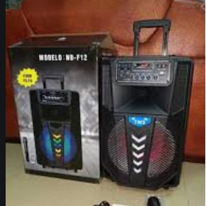 Loa Bluetooth Karaoke  imusic  F12  12 in Nhựa đen + 2  Mic không dây  150w
