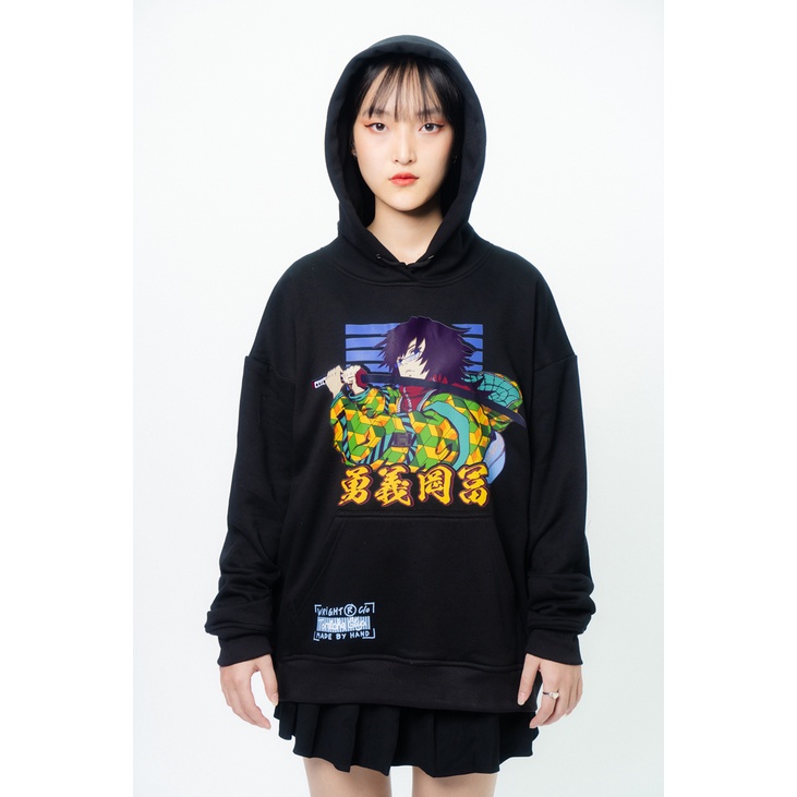 Áo hoodie Wrightz anime Tomioka Giyu thủy trụ demon slayer thanh gươm diệt quỷ over size