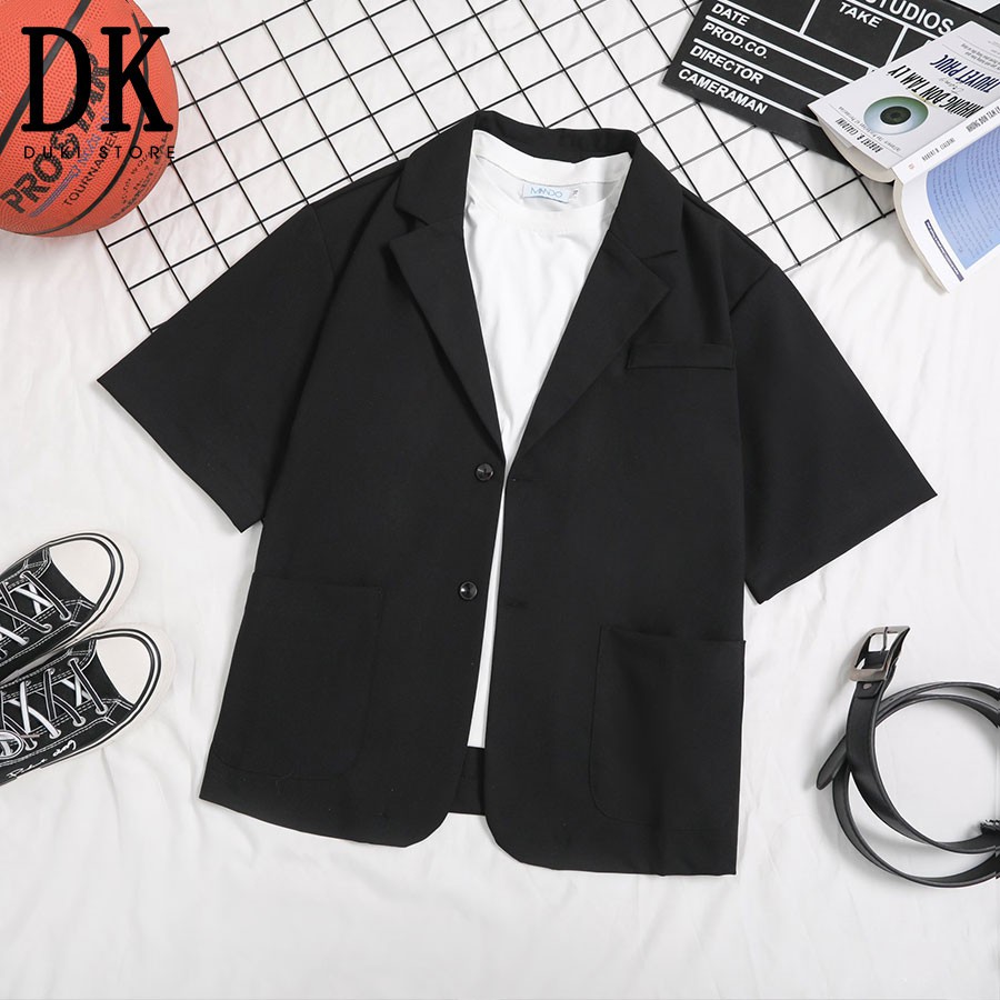 Áo vest nam blazer ngắn tay màu đen cực cá tính - DUKI STORE