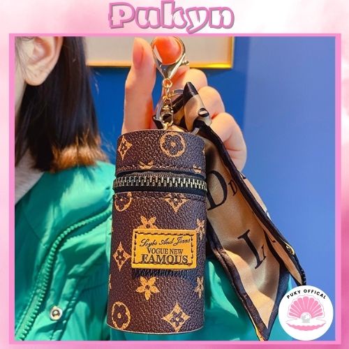 Túi Mini Hình Trụ Họa Tiết Phong Cách Retro Có Khóa Kéo,Móc khoá túi LV pukyn