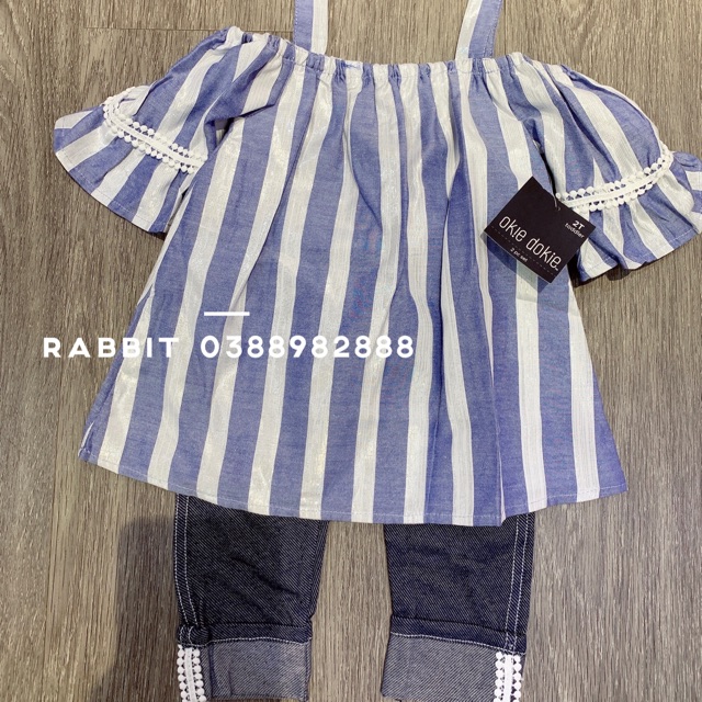 Bộ Okie Dokie áo 2 dây quần giả jean( hàng sale ko đổi trả)