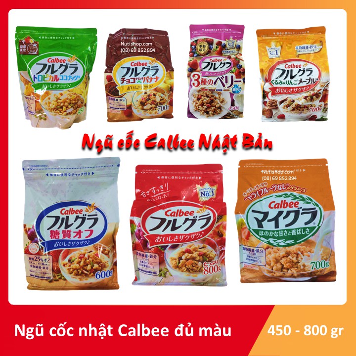 Ngũ cốc Calbee, Ngũ cốc hoa quả Calbee Nhật Bản đủ vị date mới dùng ăn sáng bổ dung sinh dưỡng, thay thế bữa sáng