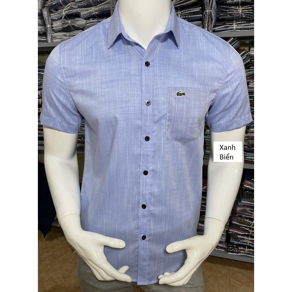 ÁO SƠ MI NAM TAY NGẮN CÔNG SỞ TRƠN VẢI LINEN MỀM MÁT