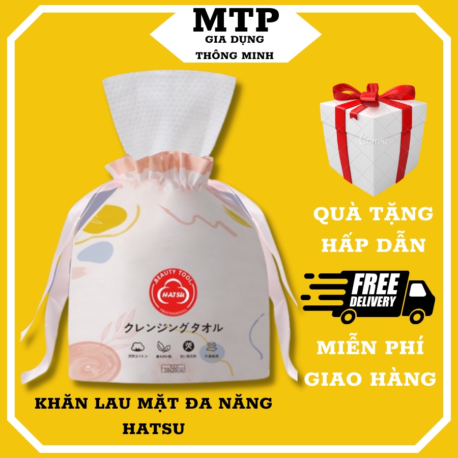 Khăn lau mặt dùng 1 lần Hatsu cuộn 40 khăn, Khăn lau mặt siêu mềm, thấm hút cực tốt