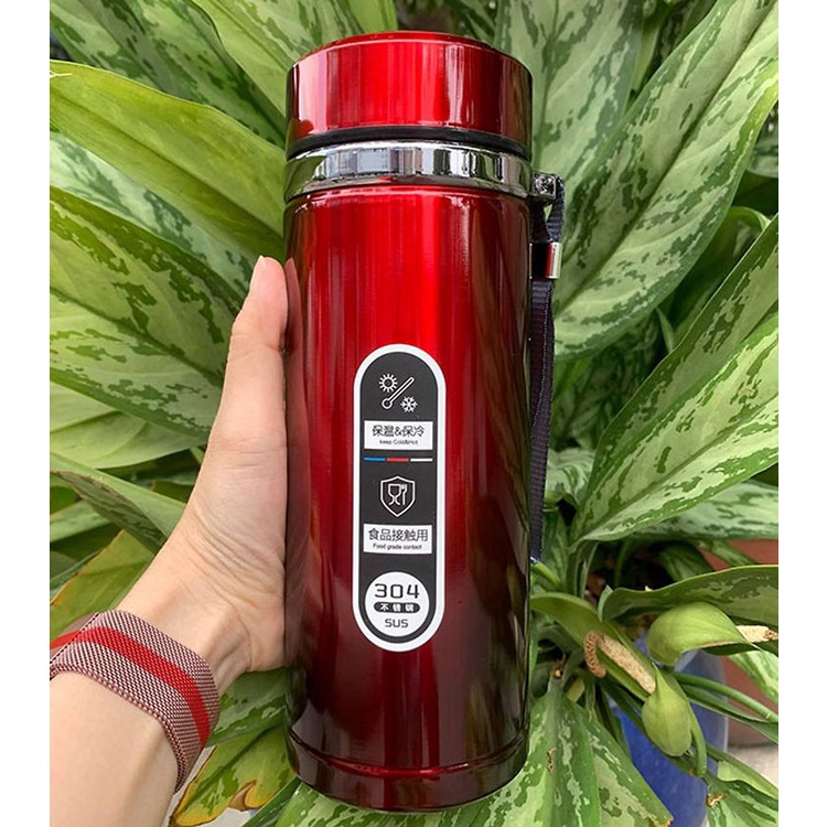 Bình đựng nước Inox 304 chống gỉ dung tích 1000ml bình giữ nhiệt nóng lạnh nhiều giờ 2 lớp cách nhiệt an toàn