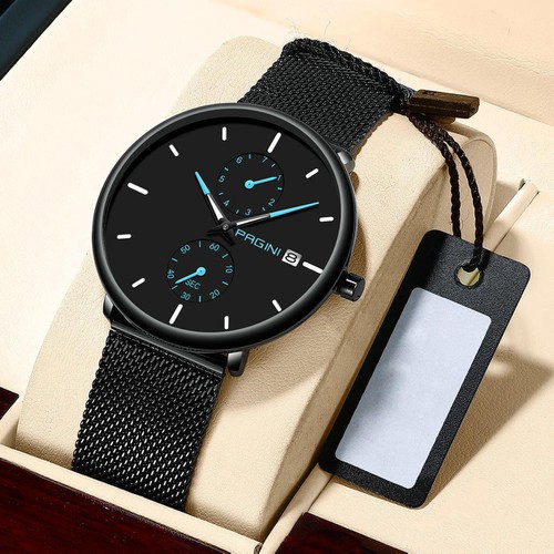 Đồng Hồ Nam PAGINI PA9966 Dây Titanium Cao Cấp - Đồng Hồ Kim-Kim Dạ Quang Có Lịch Ngày- BH Hãng 12 Tháng | BigBuy360 - bigbuy360.vn