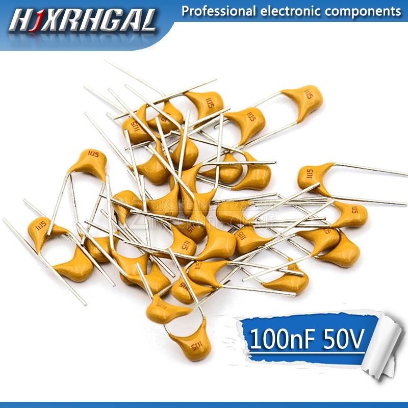 Set 100 Tụ Điện Sứ 100nf 0.1uf 10% 5.08mm 104 50v Mlcc