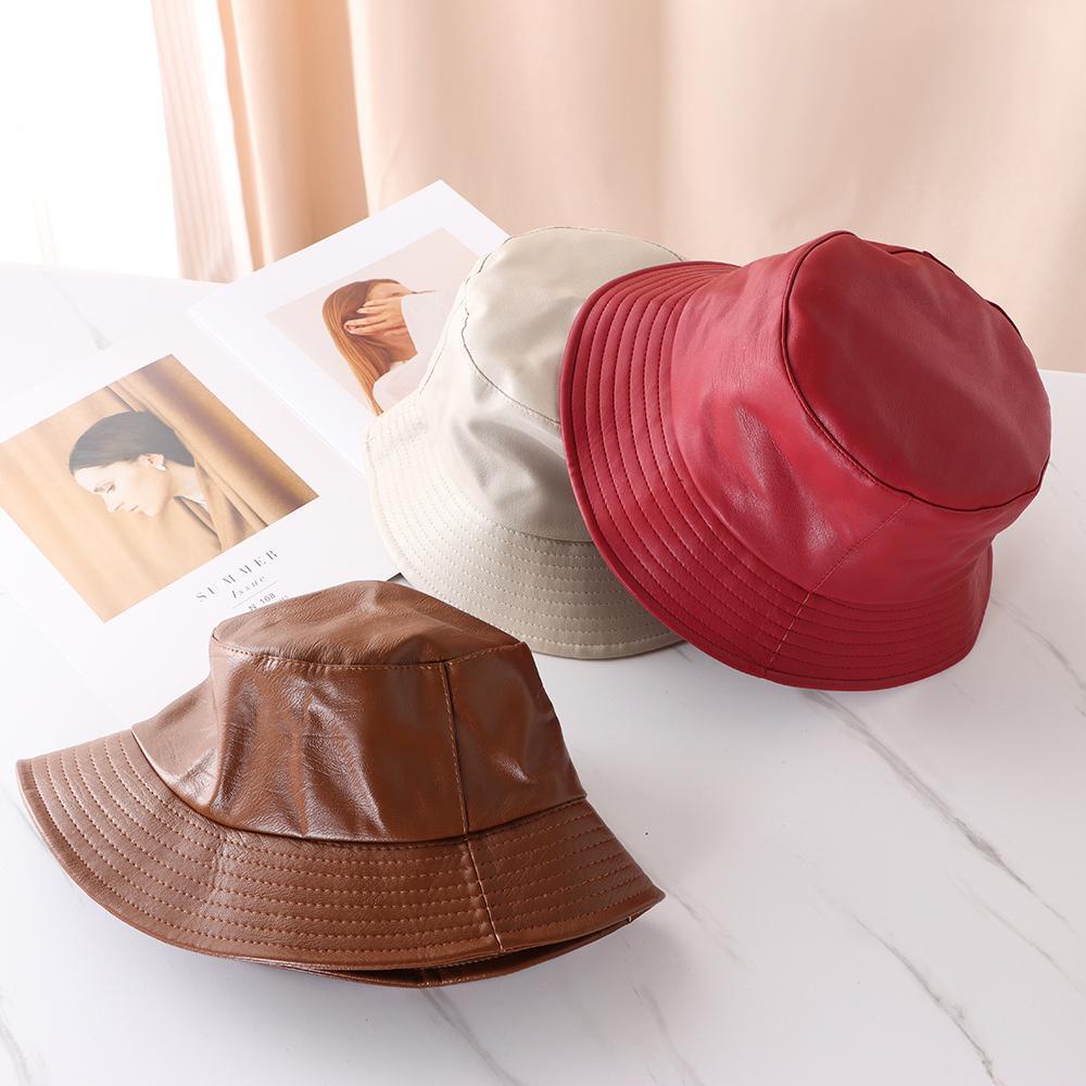 MAXG Mũ Bucket Da PU Chống Nắng Chống Thấm Nước Có Thể Điều Chỉnh