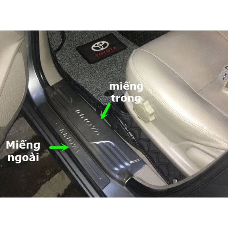 Ốp bậc cửa, nẹp cửa xe Innova 2017-2018 2019 2020 2021 2022 2023- mẫu inox