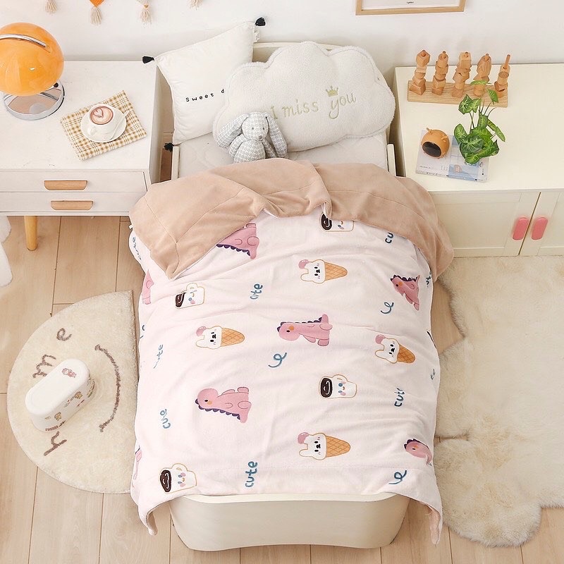 Chăn Nỉ Nhung Sữa Hoạt Hình Dễ Thương Cho Các Bé_shinbedding
