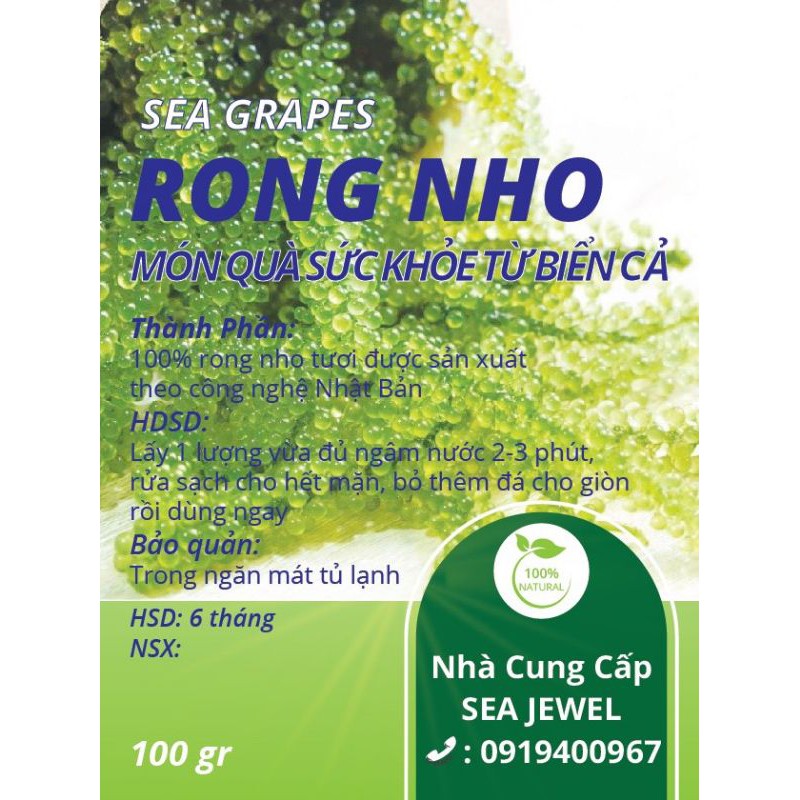 [ Giảm thiểu túi nilon 🍀]1 KG RONG NHO TÁCH NƯỚC LOẠI 1.CHIA 10 GÓI RONG NHỎ 100GR ĐỰNG TRONG 1 TÚI ZIP LỚN LOẠI 1KG.