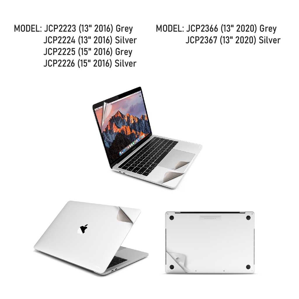 Bộ miếng dán Full JCPAL Macguard 5 in 1 Macbook Pro 2016-13 inch | 15 inch | Macbook Pro 2020 - 13 inch  chống trầy xước