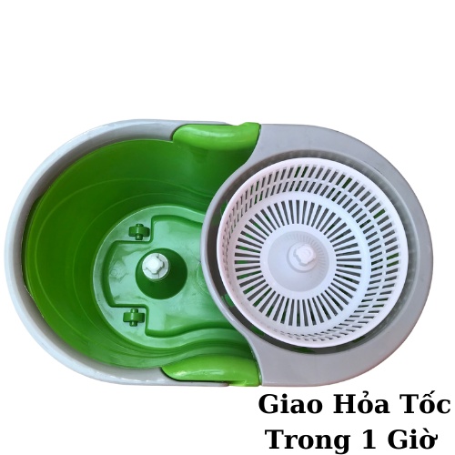 Thùng lau nhà 360 độ nhựa dẻo 2 chế độ giặt nước và vắt khô, Thùng lau nhà thông minh có quai xách và 4 bánh xe