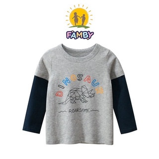 Áo thu đông ao dài tay cho bé trai chất cotton hàn quốc cho bé từ 2-8 tuổi FAMBY