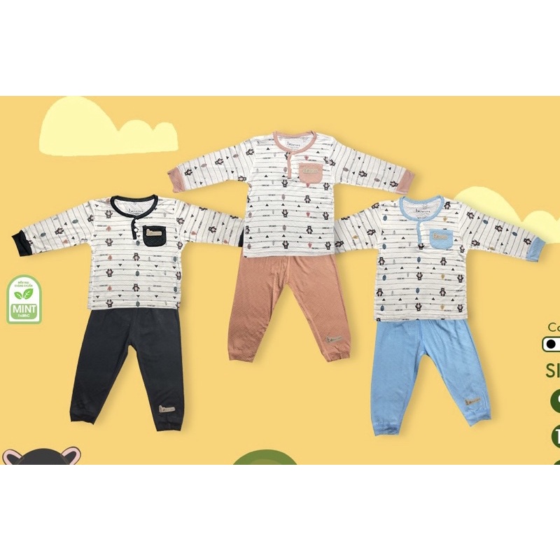 Bộ quần áo trẻ em FatherCare Nẹp trụ Dài - Gấu  FC847 size 9-12-18-24M