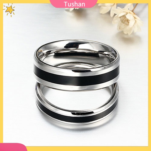 Nhẫn Thép Titan Không Gỉ Màu Đen Cho Cặp Đôi