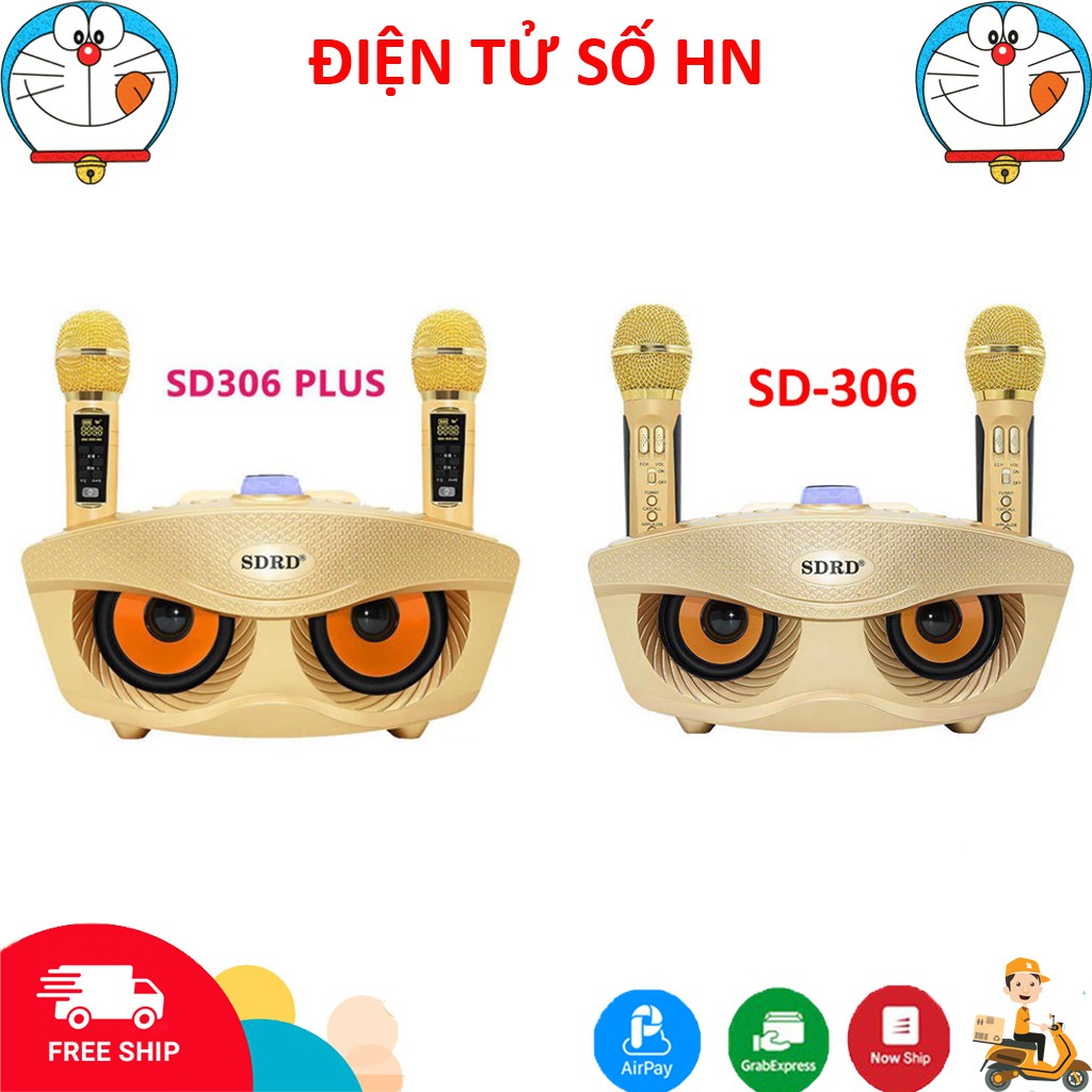 Loa kèm micro hát karaoke Bluetooth SD-306 Không dây- BH 6 THÁNG