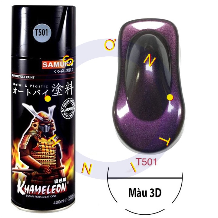 Sơn Samurai 3D màu Tím than T501**** - chai sơn xịt chuyên dụng dành cho sơn xe máy, ô tô