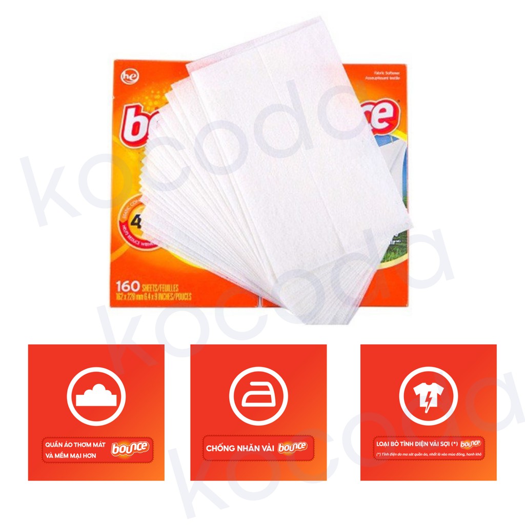 Giấy thơm quần áo Bounce hương Outdoor Fresh tươi mới, tự nhiên Nhập Khẩu Mỹ [Tách lẻ] - KOCODA