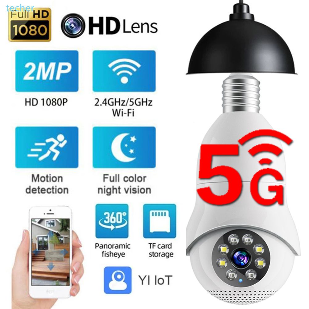 E27 2.4G/5G Wifi 2 Băng Tần Ip Camera Toàn Cảnh 360 Độ Có Hồng Ngoại Quay Ban Đêm An Ninh Ngôi Nhà V