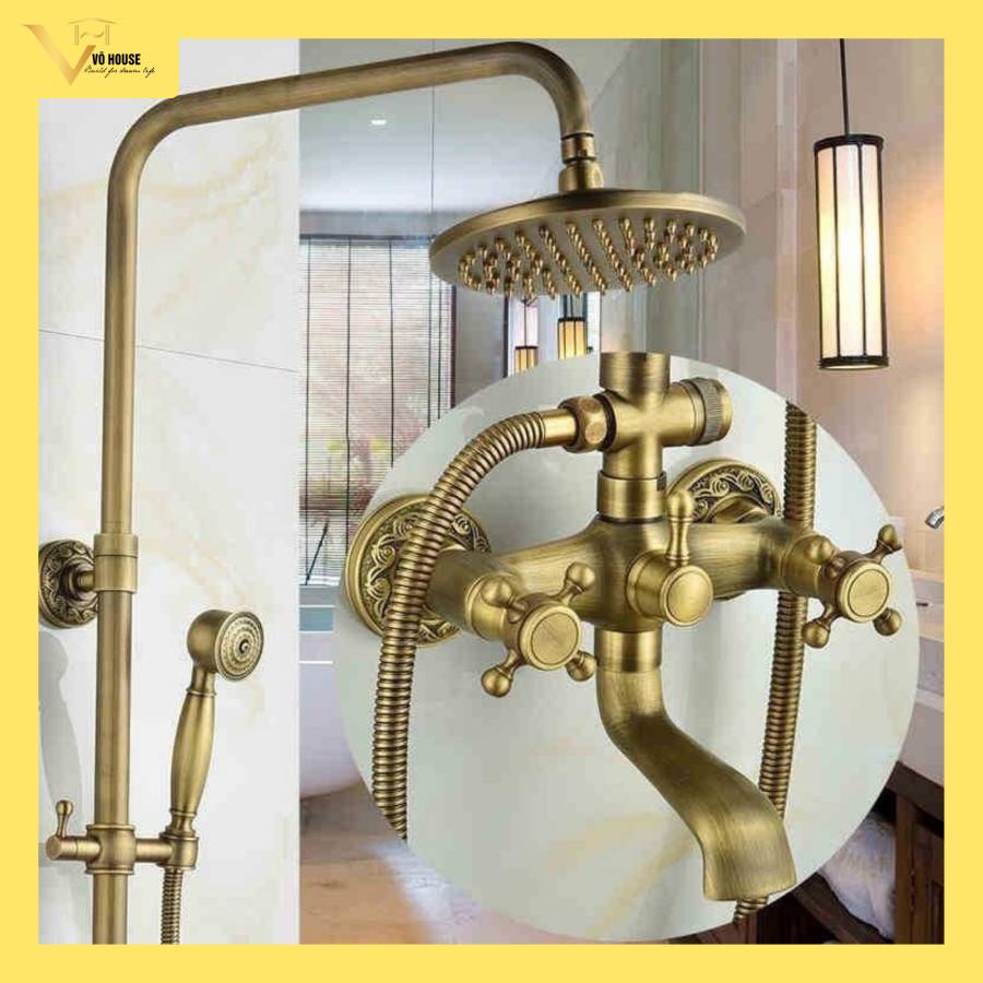 Sen tắm bằng đồng thau, cổ điển, sen tắm đứng, sen đồng, tắm đứng bằng đồng