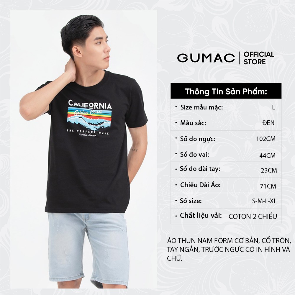 Áo thun nam in chữ california GUMAC ATNB670 | BigBuy360 - bigbuy360.vn