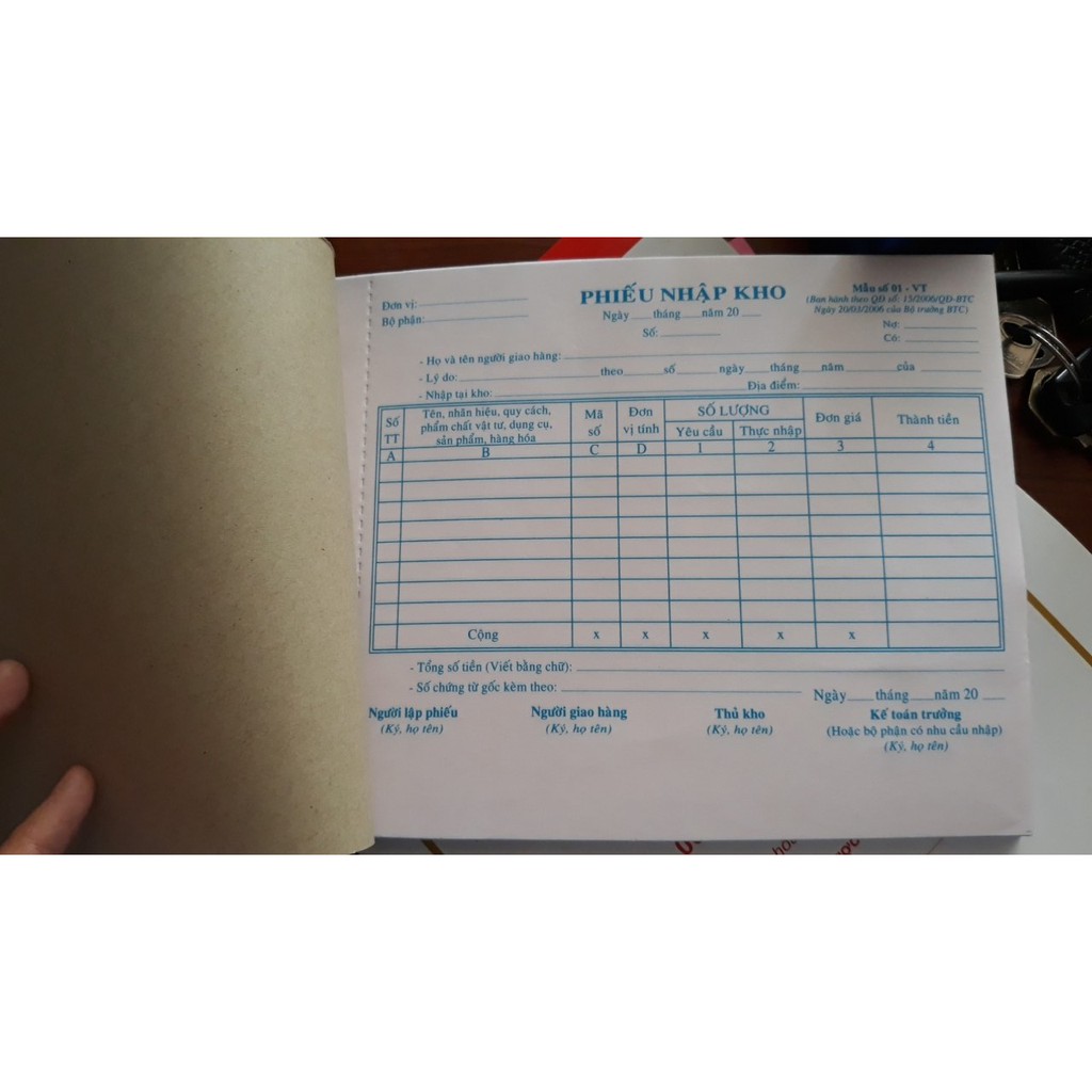 Phiếu xuất kho - phiếu nhập kho 2 liên A5 (16x20) 100 tờ