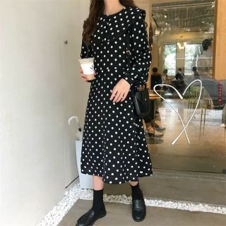 Order - Đầm dài chấm bi polka dot dress