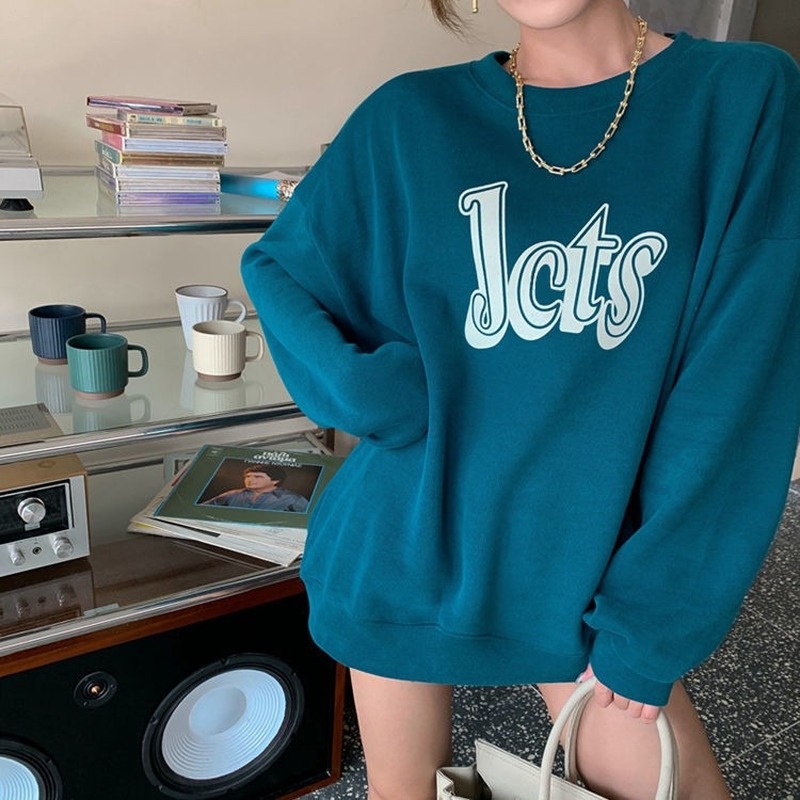 Áo nỉ dài tay cổ tròn in chữ thiết kế mới thời trang mùa thu đông dành cho nữ