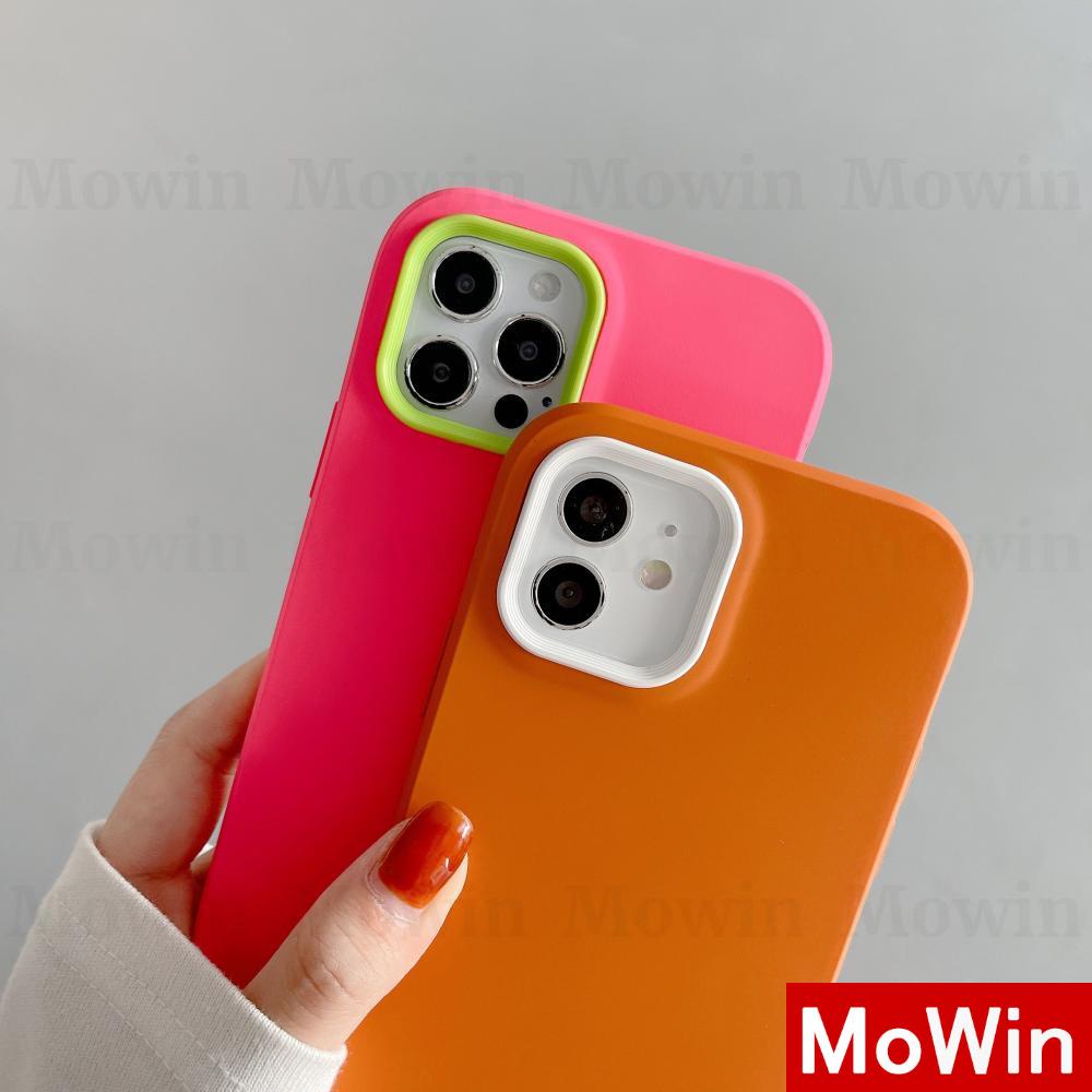 Ốp điện thoại silicon pc acrylic màu trơn có khung bảo vệ camera Tương thích cho Iphone 11 12ProMax 7+ 8+ 11 Max 7 Plus Se Xs