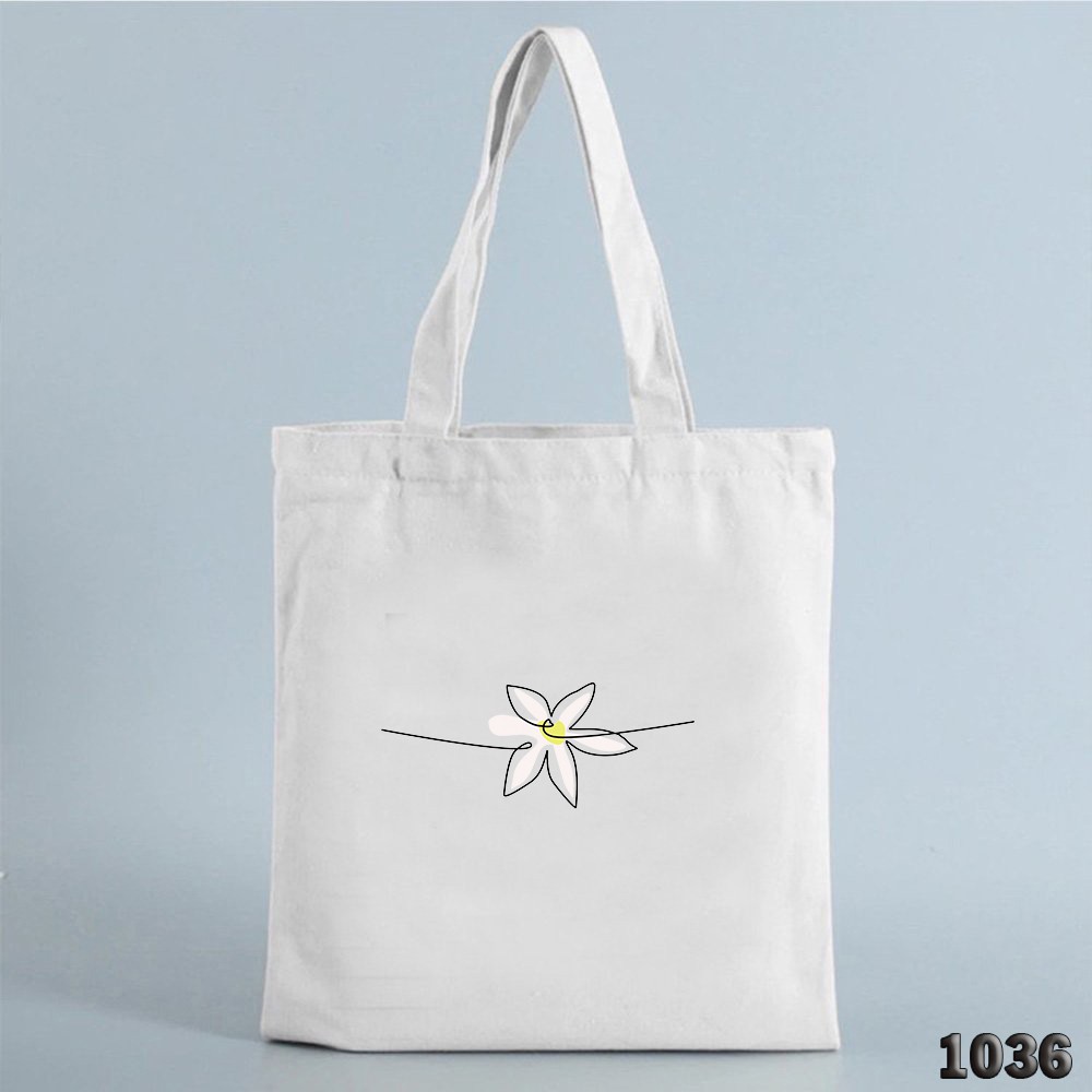 TÚI TOTE TRẮNG CHẤT VẢI CANVAS 1036 NHÀNH HOA DỄ THƯƠNG HÀNG CHUẨN ĐẸP