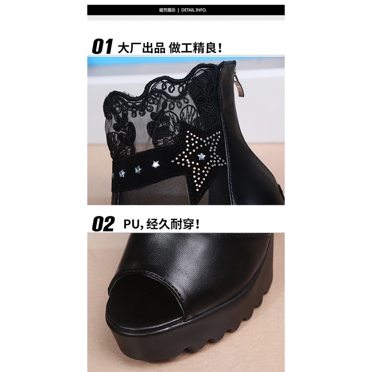 Giày Cao Gót Sandal Bằng Da Phối Lưới Thời Trang Mùa Hè 2022