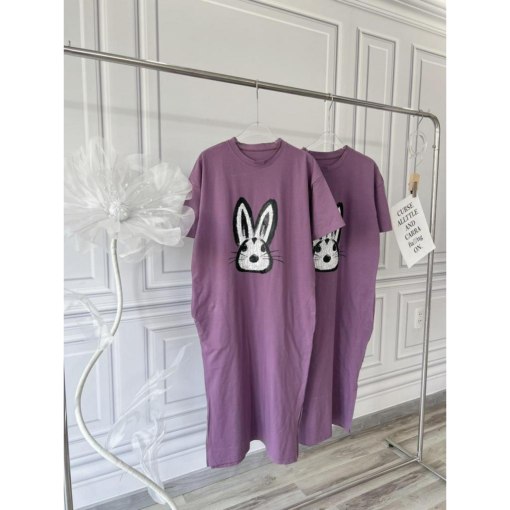 ĐẦM MAXI TÍM IN THỎ