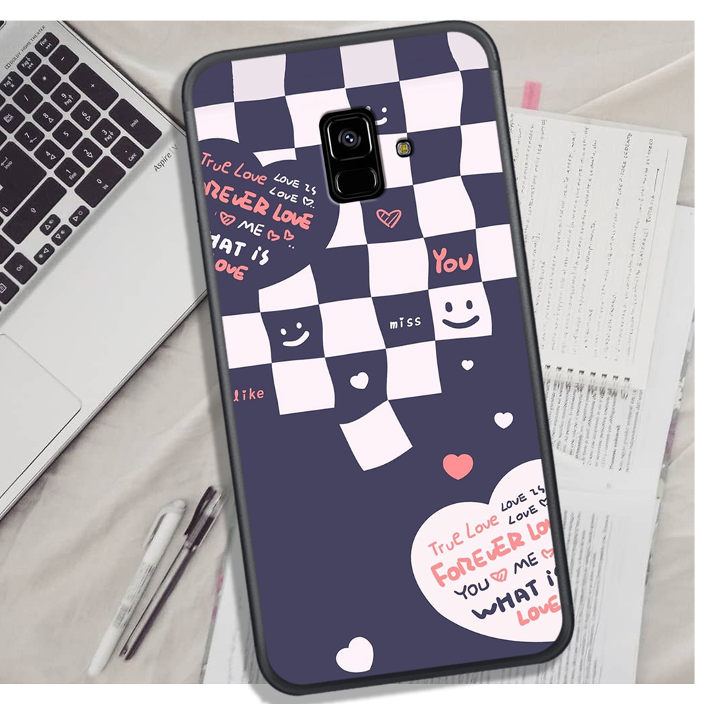 Ốp Lưng Samsung A5 2018 - A6 2018 - A8 2018 - J6 2018, In Hình &quot;Black Heart&quot; Phong Cách Đẹp.