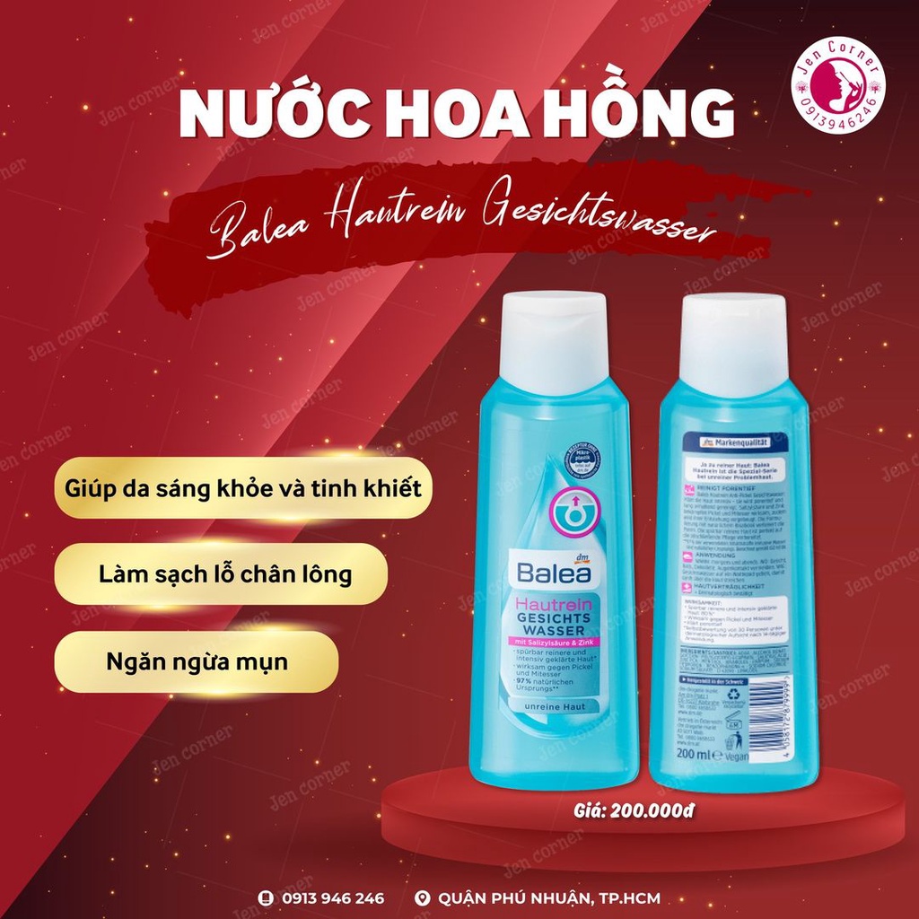 [Có sẵn] Nước hoa hồng ngăn mụn Balea Hautrein