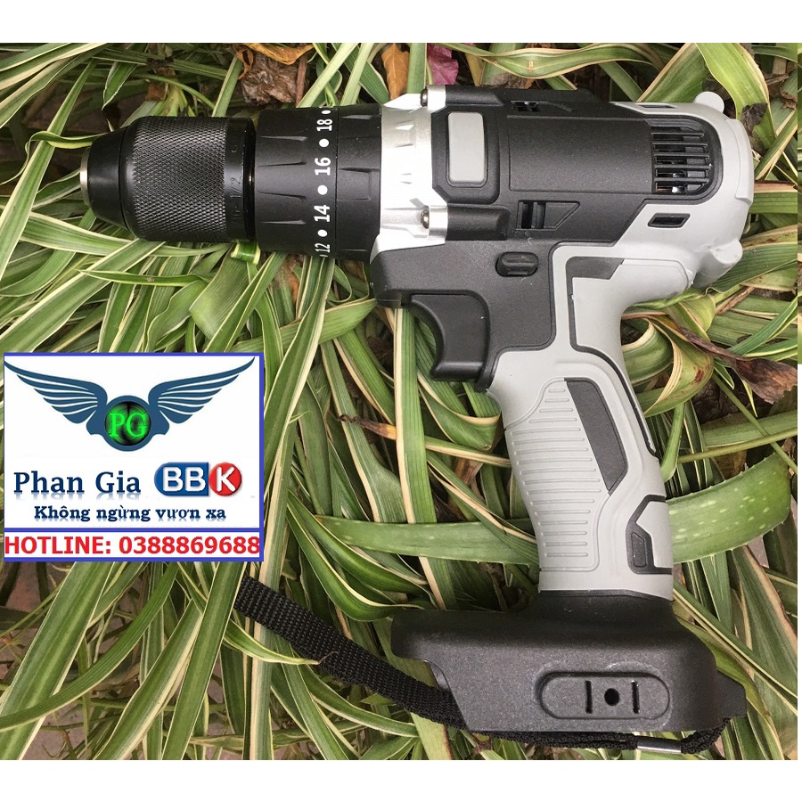 Thân máy khoan pin có búa 13mm, 3 chế độ, Chân pin phổ thông, bảo hành 1 năm