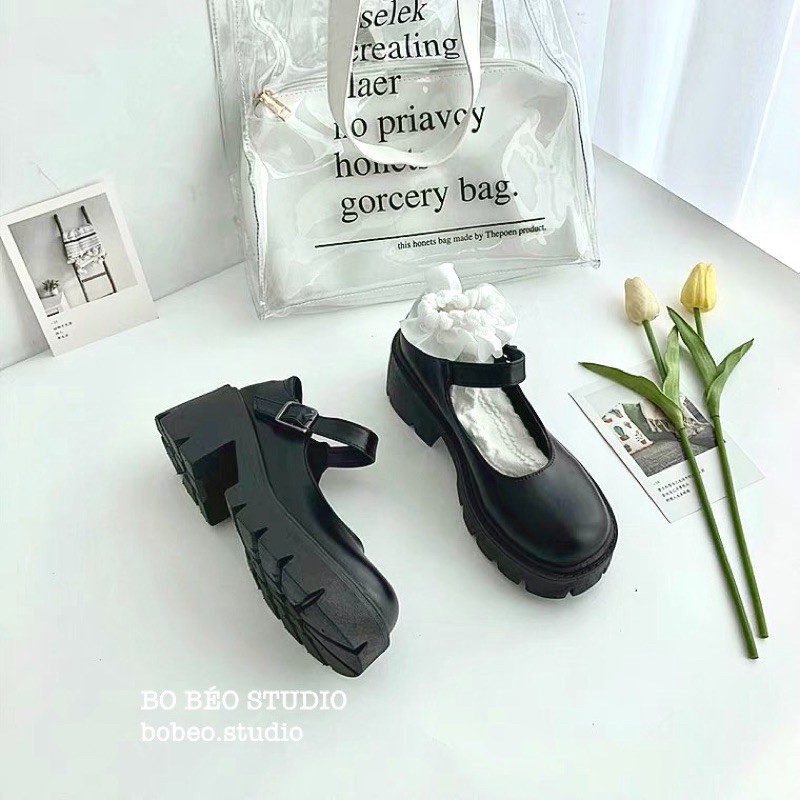 (HÀNG CÓ SẴN - ẢNH THẬT FEEDBACK) GIÀY ULZZANG BÚP BÊ MARY JANE QUAI NGANG ĐẾ CAO 5CM - RETRO MARY JANE SHOES