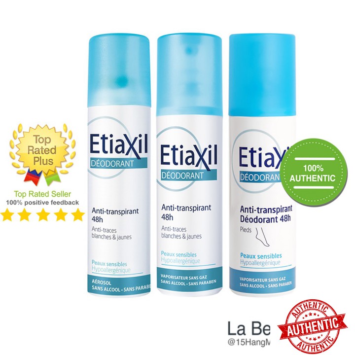 [Mã chiết khấu giảm giá chính hãng] Xịt Etiaxil Deodorant Anti-Transpirant 48h - Xịt Khử Mùi Cho Cơ Thể [Nhiều Loại Dung